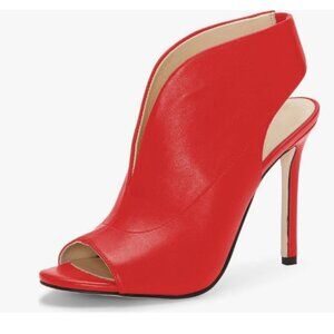 YDN Red Chic Slingback Peep Toe Stiletto Heel Sandals Ankle Boots Cutout Shoe
